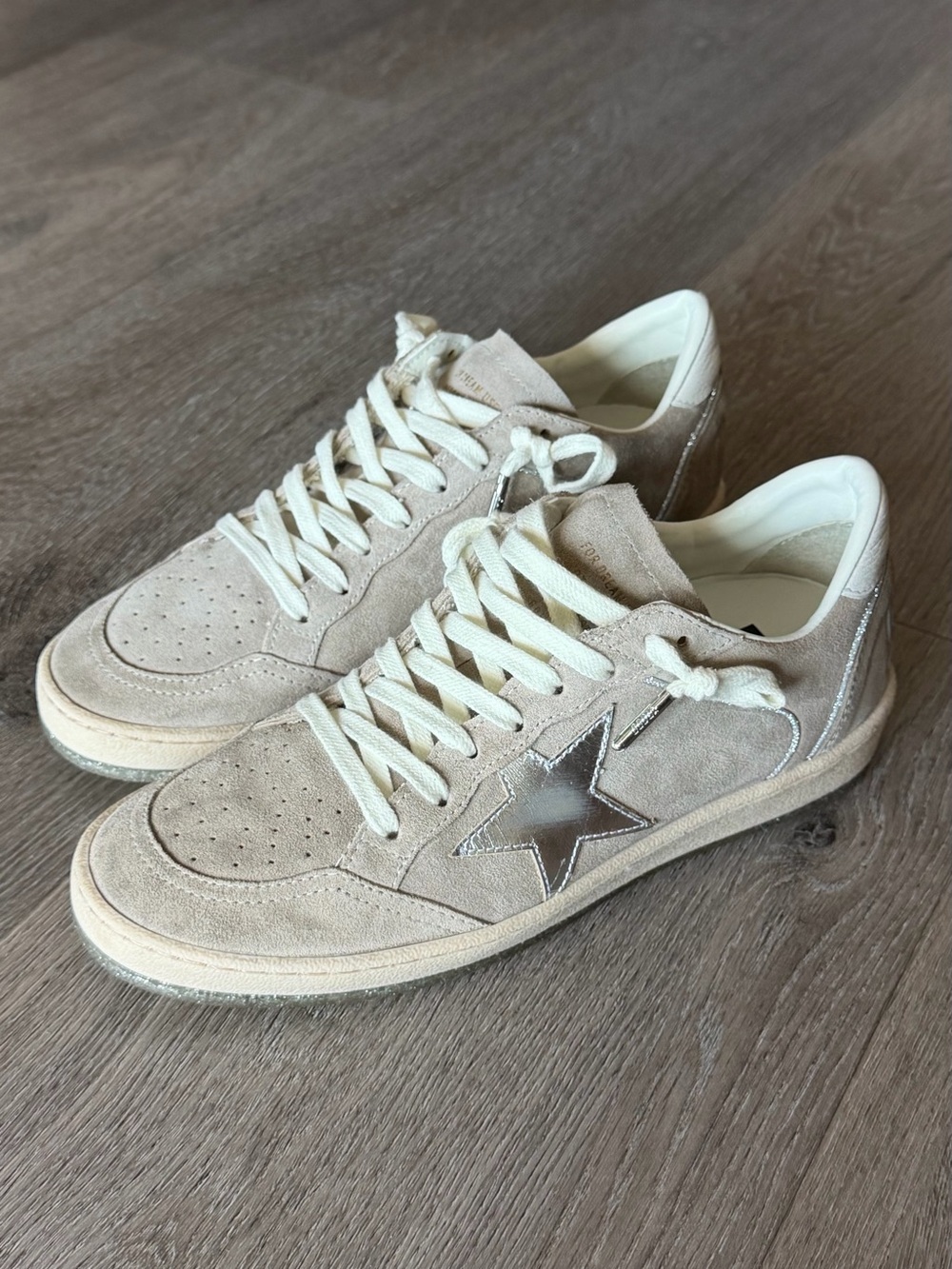 Golden Goose Ballstar Suede Low-Top Sneakers with Metallic Star